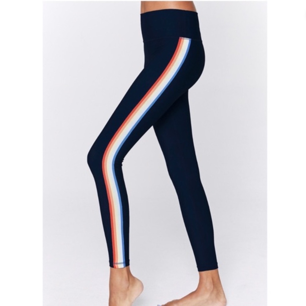Spiritual Gangster Rainbow Stripe Compressive High Waist 7/8 Legging